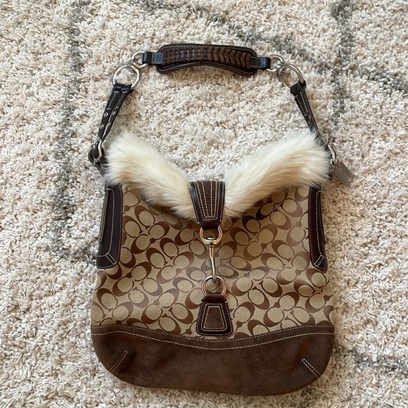 Coach purse with fur trim. - Picture 1 of 7